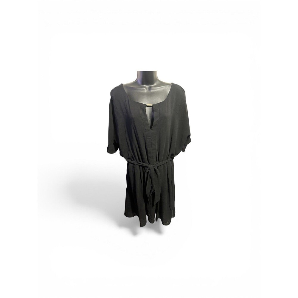 City Chic Dress Women’s 18 Plus Size Tunic Metal Bar Butterfly Sleeve Flirty